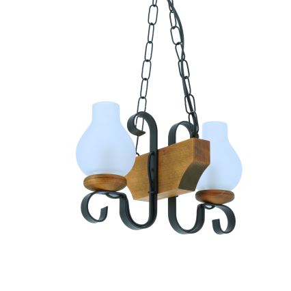 Csillár láncon VELA 2xE14/40W/230V bükkfa