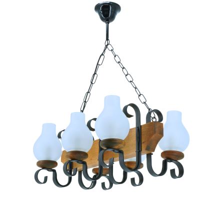 Csillár láncon VELA 6xE14/40W/230V bükkfa