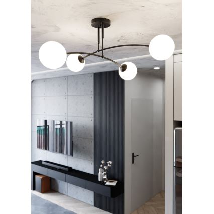 Csillár PREGOS 4xE14/10W/230V fekete