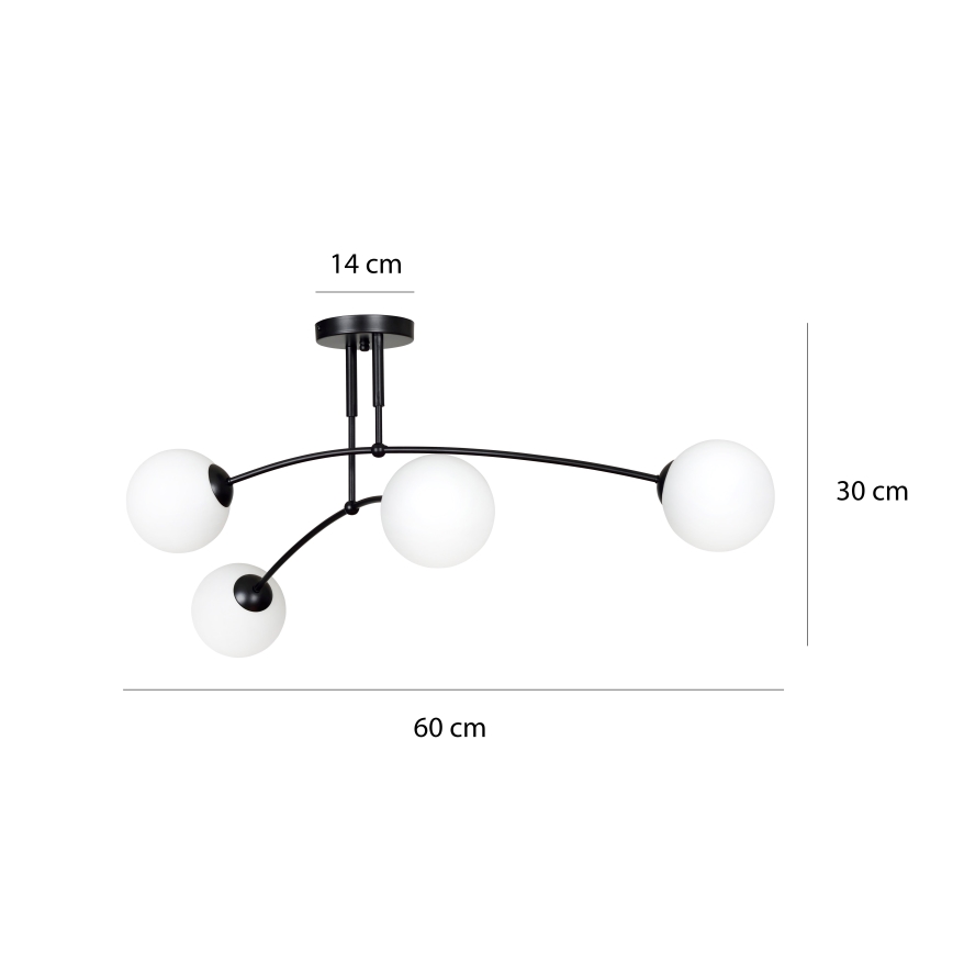 Csillár PREGOS 4xE14/10W/230V fekete