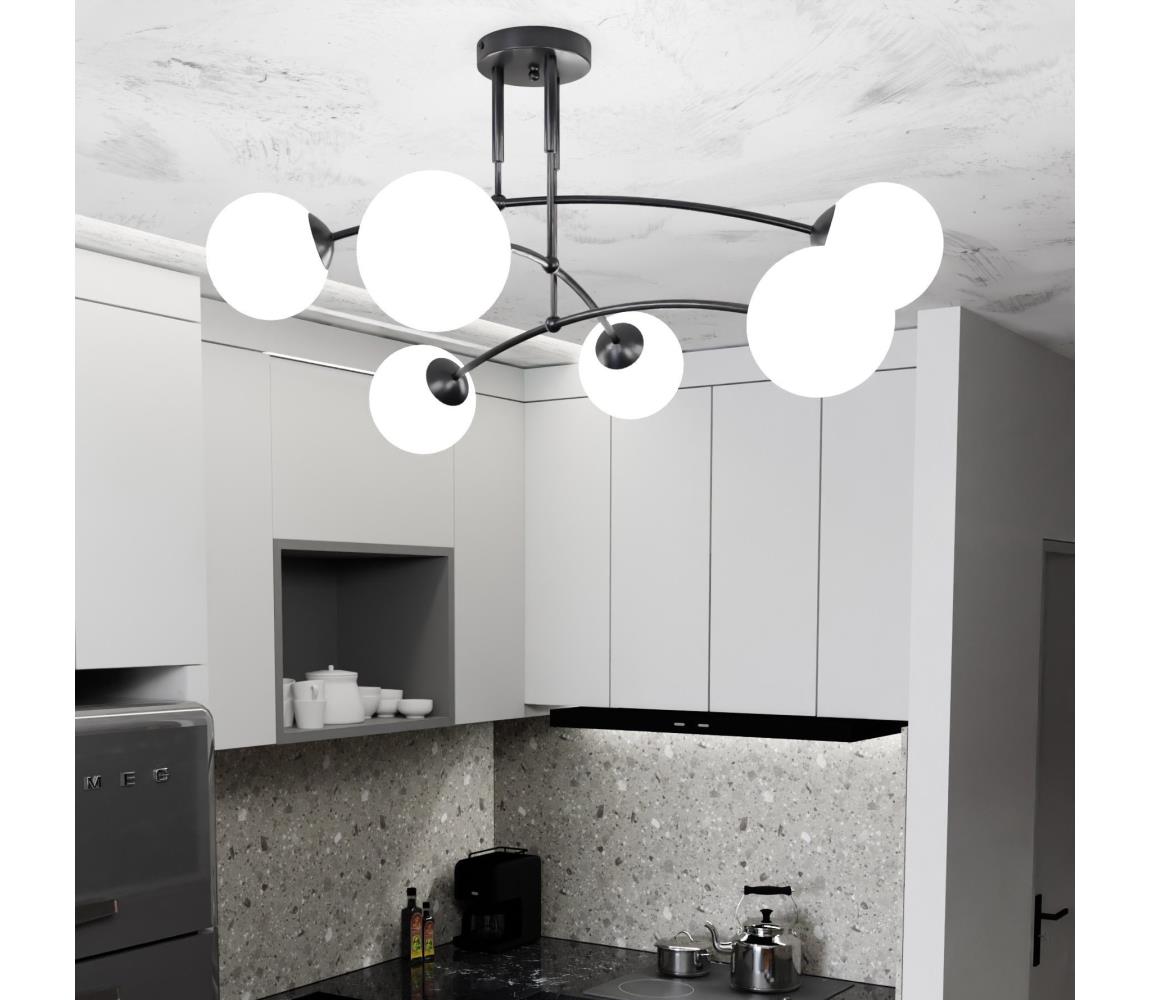 EMIBIG Csillár PREGOS 6xE14/10W/230V fekete/fehér 670/6