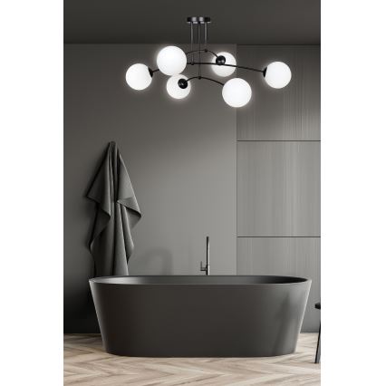 Csillár PREGOS 6xE14/10W/230V fekete/fehér
