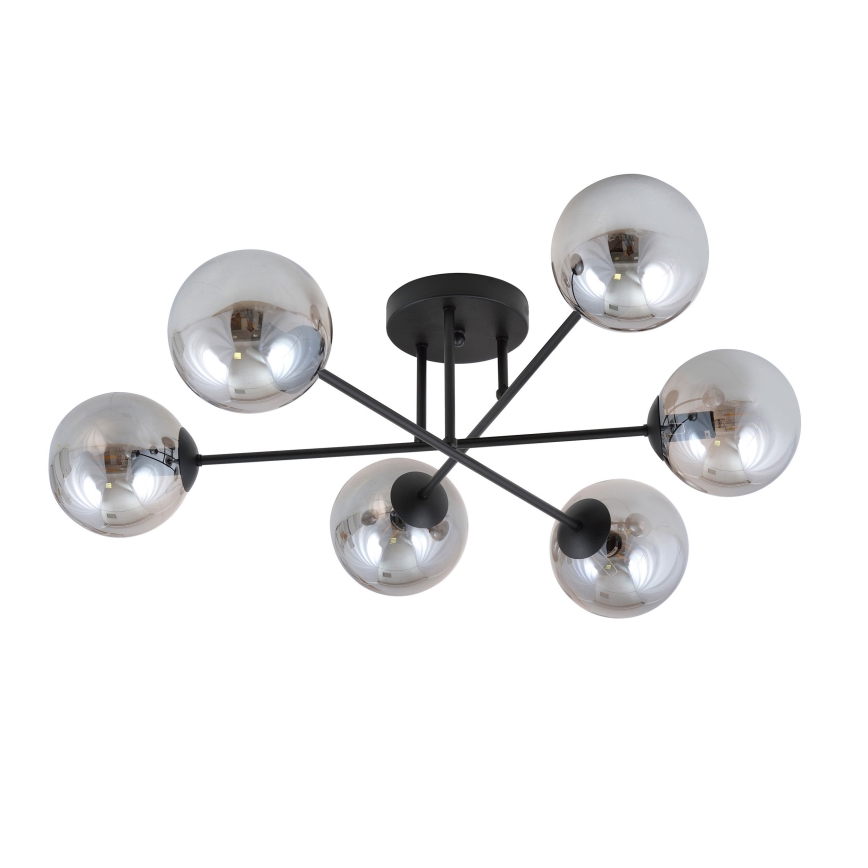 Csillár ROMA 6xE14/10W/230V fekete/füstös