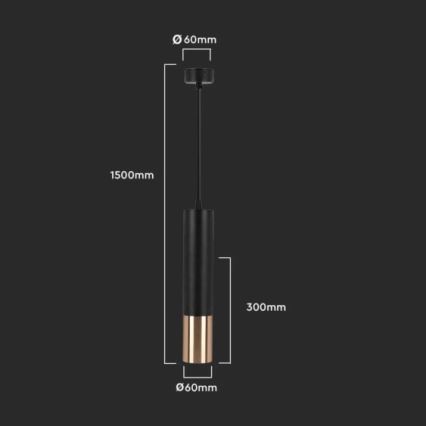 Csillár rúdon 1xGU10/35W/230V 30 cm fekete/arany