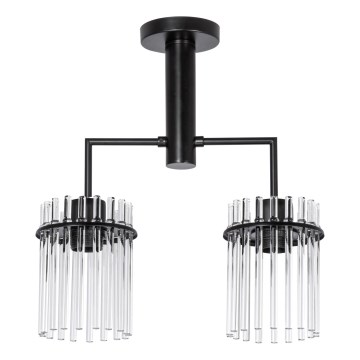 Csillár rúdon 2xE27/60W/230V fekete/átlátszó