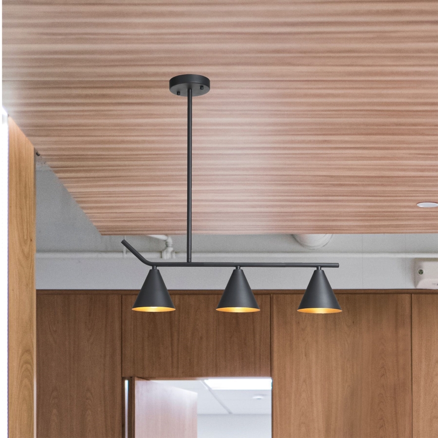 Csillár rúdon 3xE27/40W/230V fekete