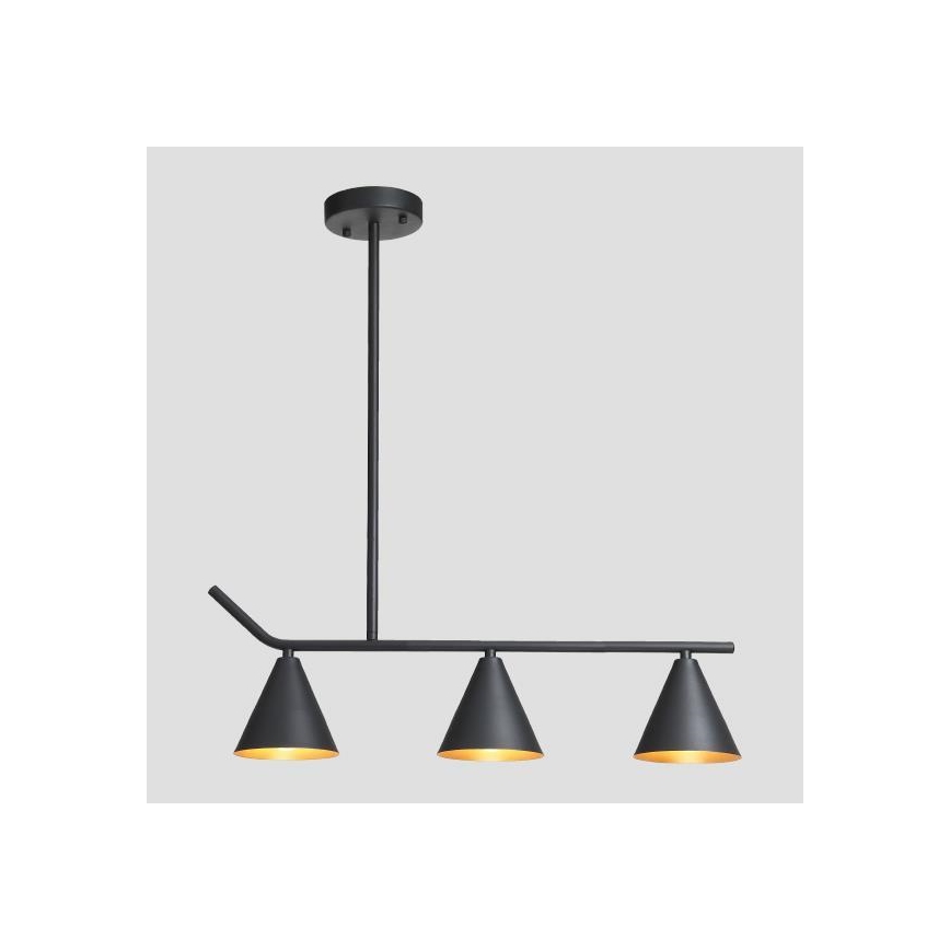 Csillár rúdon 3xE27/40W/230V fekete