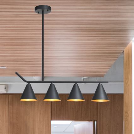 Csillár rúdon 4xΕ27/40W/230V fekete