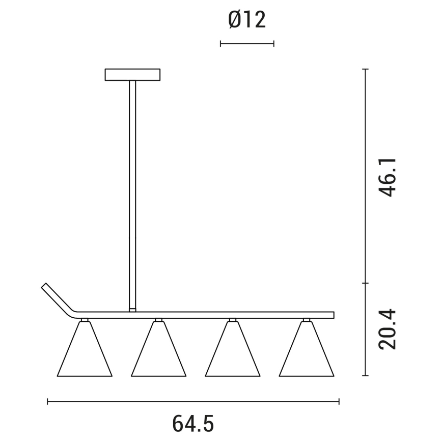 Csillár rúdon 4xΕ27/40W/230V fekete