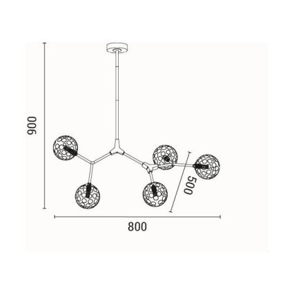 Csillár rúdon 5xG9/15W/230V szürke