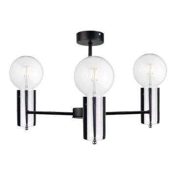 Csillár rúdon ARD 3xE27/60W/230V fekete/fényes króm