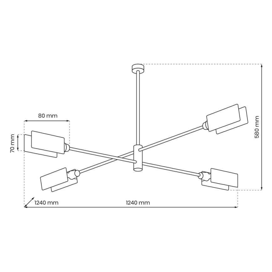 Csillár rúdon ASTRA 4xE27/60W/230V fekete