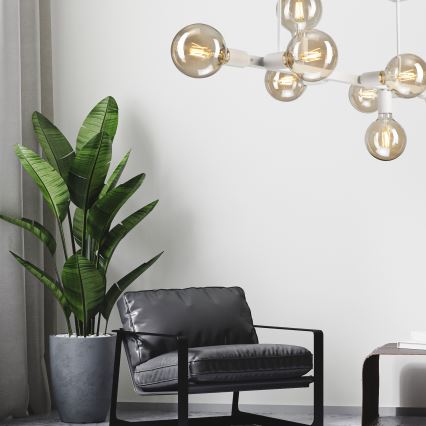 Csillár rúdon ASTRID 8xE27/60W/230V fehér