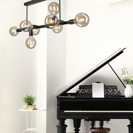 Csillár rúdon ASTRID 8xE27/60W/230V fekete