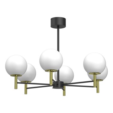 Csillár rúdon  AWINION 6xE27/15W/230V fehér/arany/fekete