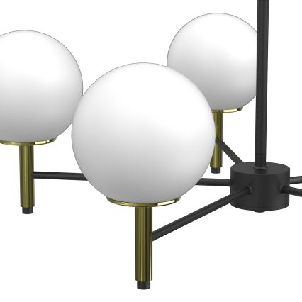 Csillár rúdon  AWINION 6xE27/15W/230V fehér/arany/fekete