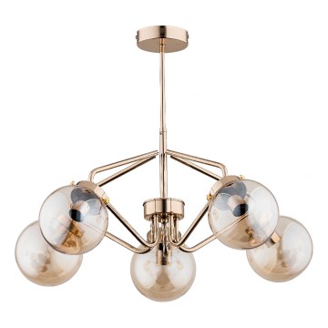 Csillár rúdon  BARSUM 5xE14/10W/230V arany