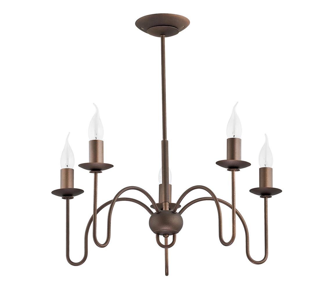 Csillár rúdon CARTELL 5xE14/10W/230V bronz 23075