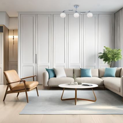 Csillár rúdon CONNOR 3xE27/15W/230V fényezett króm/fehér