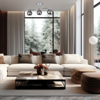 Csillár rúdon CONNOR 3xE27/15W/230V fényezett króm/szürke