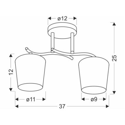 Csillár rúdon ESNYR 2xE27/40W/230V fekete/fehér