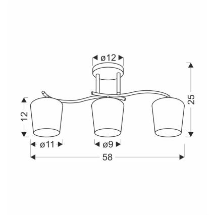 Csillár rúdon ESNYR 3xE27/40W/230V fekete/fehér