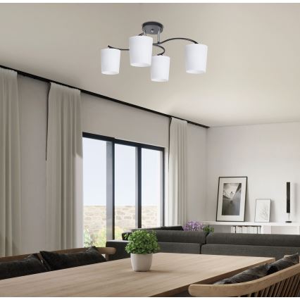 Csillár rúdon ESNYR 4xE27/40W/230V fekete/fehér