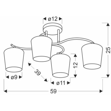 Csillár rúdon ESNYR 4xE27/40W/230V fekete/fehér