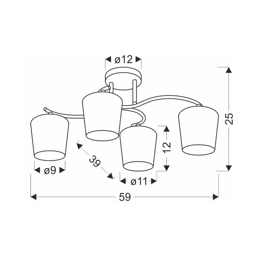 Csillár rúdon ESNYR 4xE27/40W/230V fekete/fehér