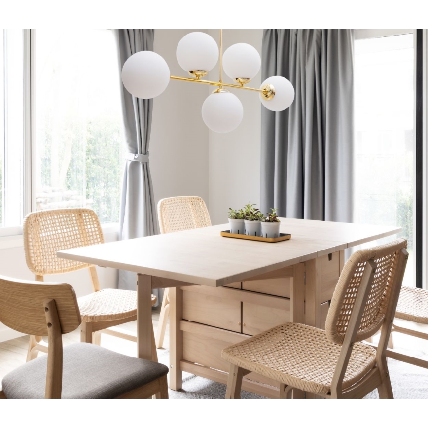 Csillár rúdon FIRA 5xE27/60W/230V arany