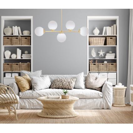 Csillár rúdon FIRA 5xE27/60W/230V arany