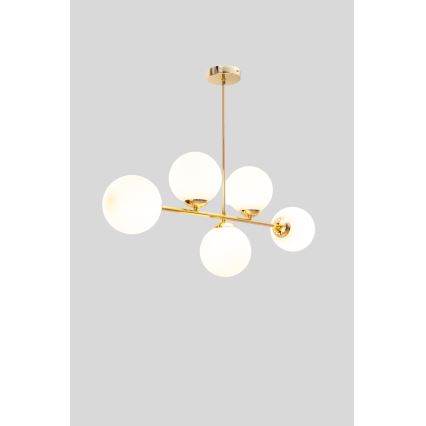 Csillár rúdon FIRA 5xE27/60W/230V arany