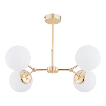 Csillár rúdon FOTON 4xE14/40W/230V arany/fehér