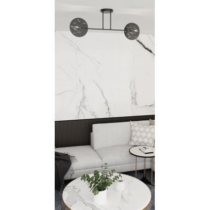 Csillár rúdon  FRICK 2xE27/15W/230V fekete