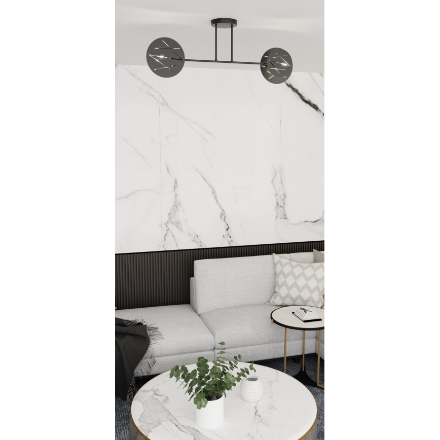 Csillár rúdon  FRICK 2xE27/15W/230V fekete