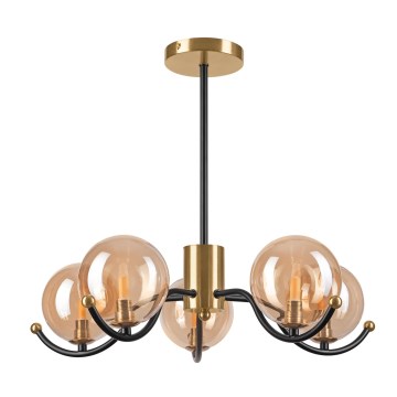 Csillár rúdon GEORGIA 5xG9/5W/230V arany/füstös bézs