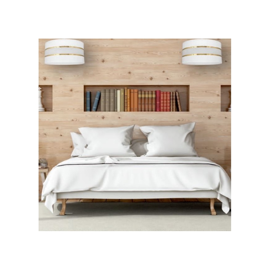 Csillár rúdon HELEN 3xE27/15W/230V fehér/arany