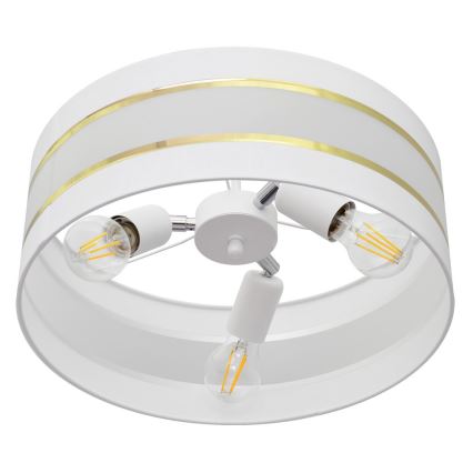 Csillár rúdon HELEN 3xE27/15W/230V fehér/arany