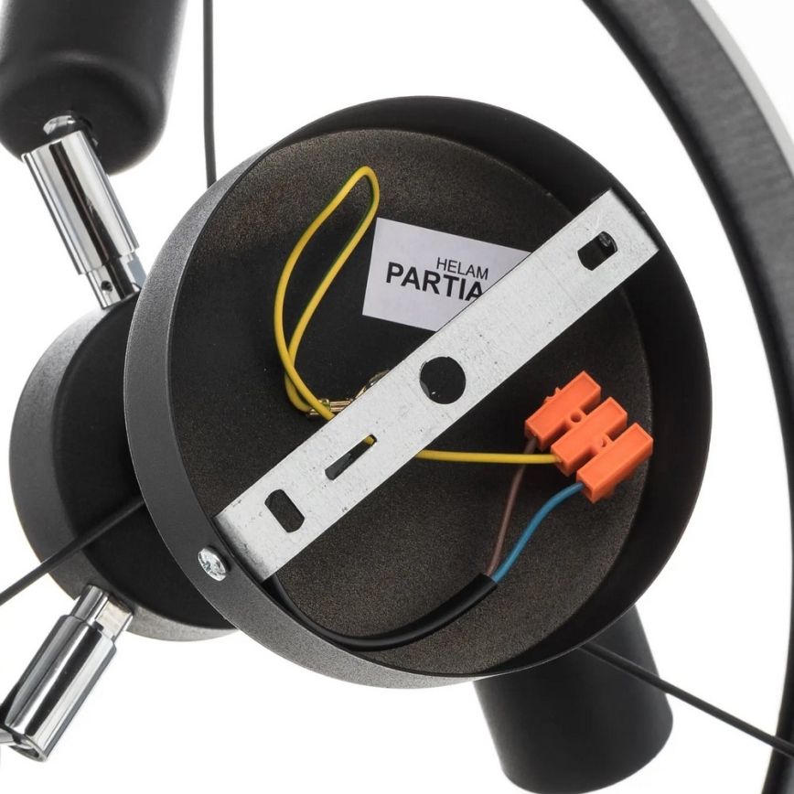 Csillár rúdon HELEN 3xE27/15W/230V fekete/fényes króm