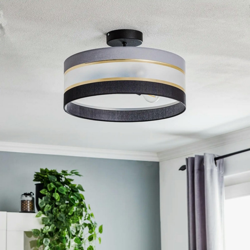 Csillár rúdon HELEN 3xE27/15W/230V fekete/szürke/arany