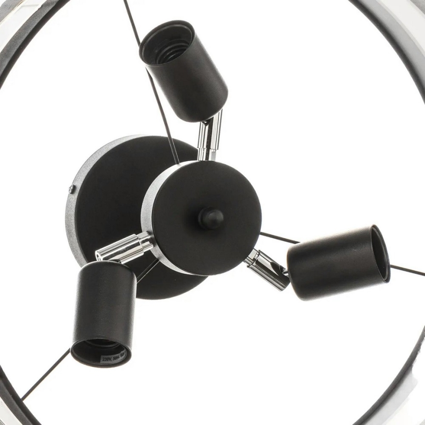 Csillár rúdon HELEN 3xE27/15W/230V fekete/szürke/arany