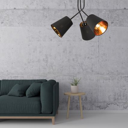 Csillár rúdon IRMA 3xE27/15W/230V fekete