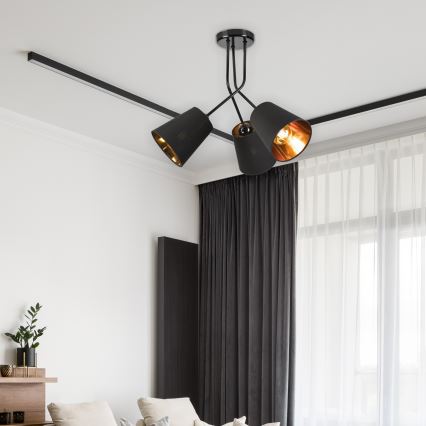 Csillár rúdon IRMA 3xE27/15W/230V fekete