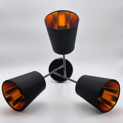 Csillár rúdon IRMA 3xE27/15W/230V fekete