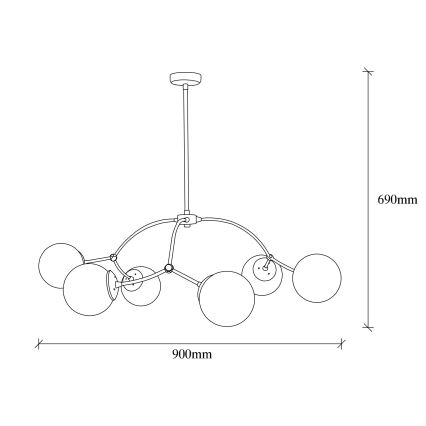 Csillár rúdon KROMOZOM 6xE27/40W/230V