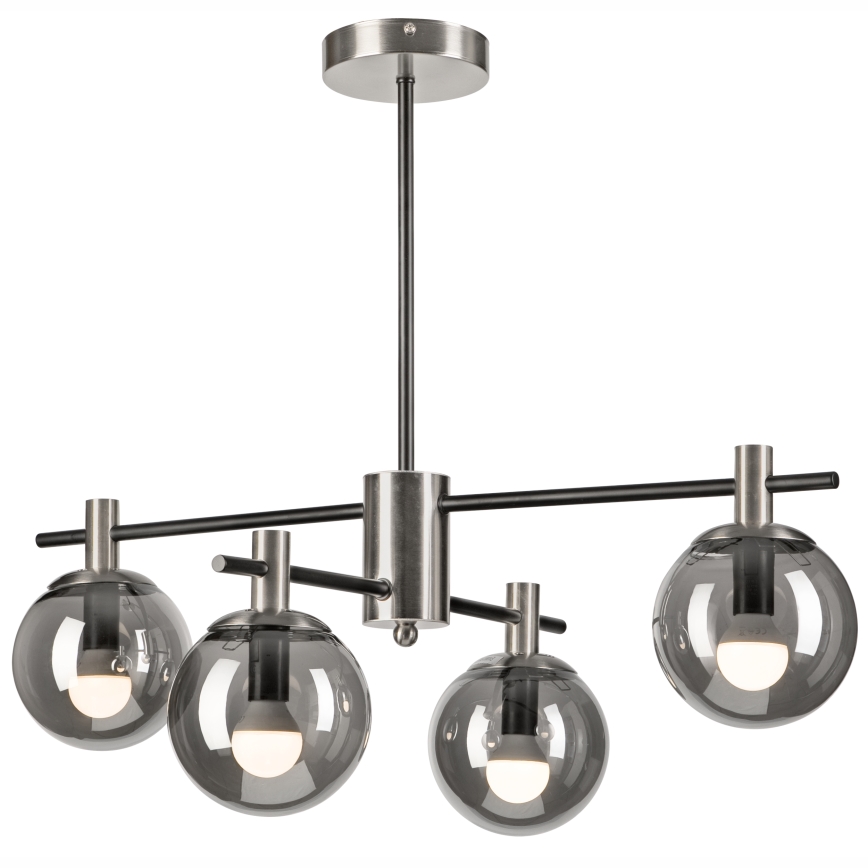 Csillár rúdon LILOU 4xE14/5W/230V matt króm/füstös