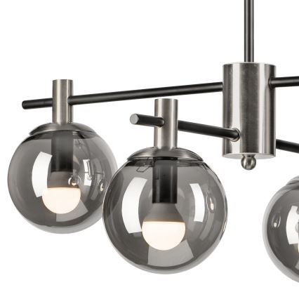 Csillár rúdon LILOU 4xE14/5W/230V matt króm/füstös