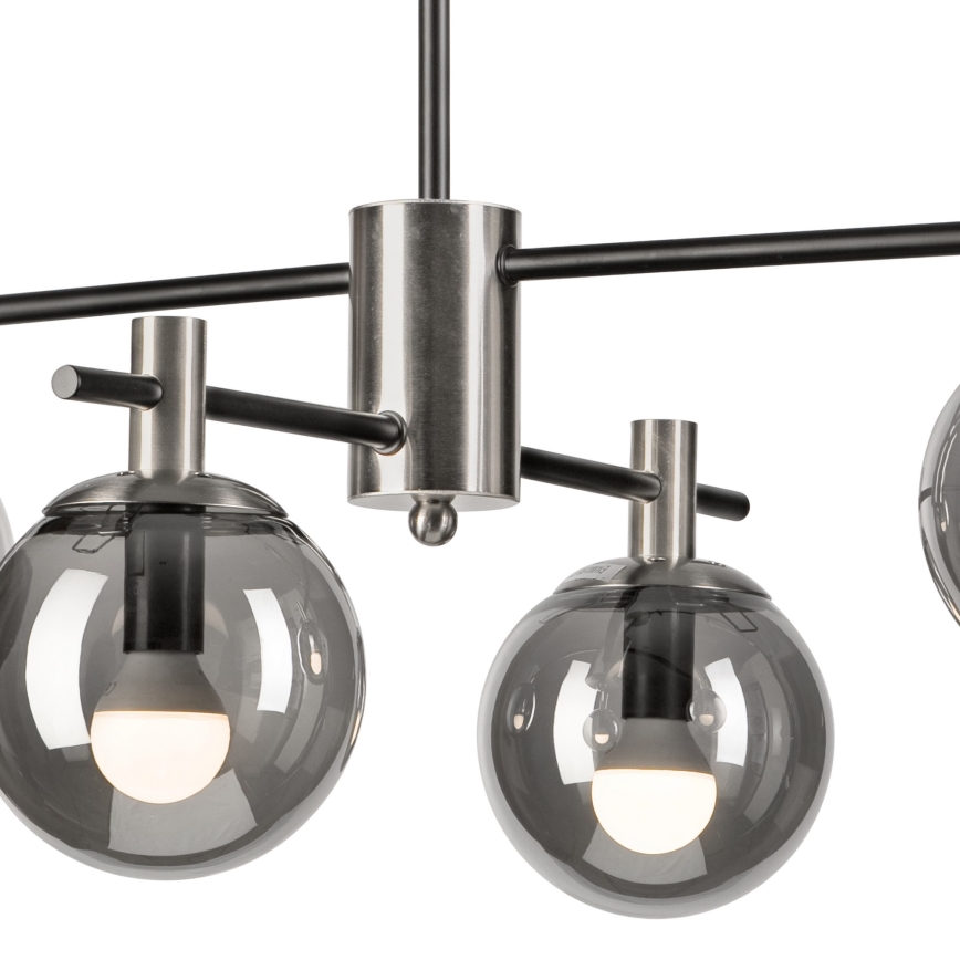 Csillár rúdon LILOU 4xE14/5W/230V matt króm/füstös