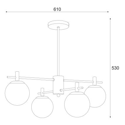 Csillár rúdon LILOU 4xE14/5W/230V matt króm/füstös