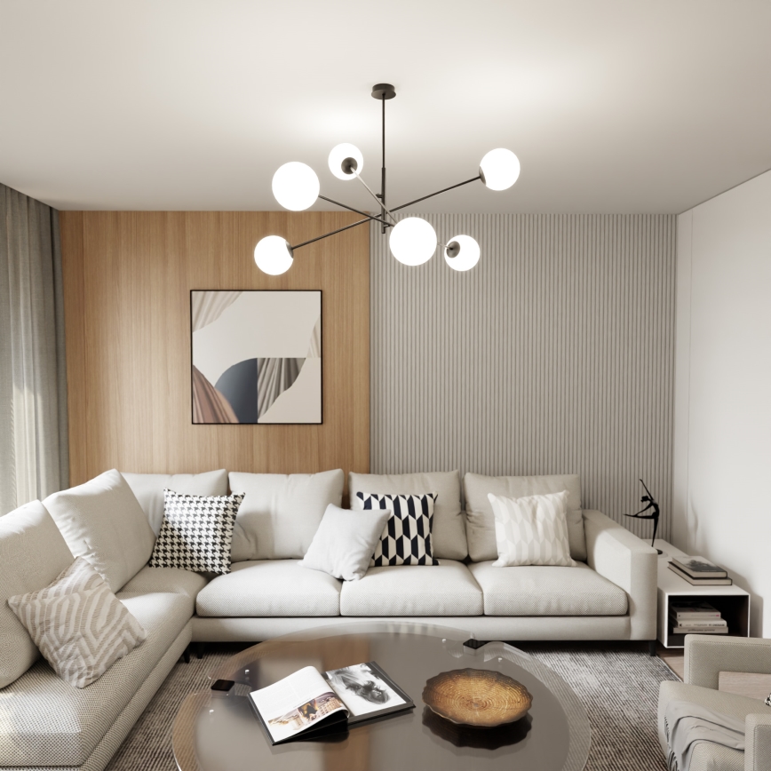 Csillár rúdon LINEAR 6xE14/10W/230V fekete/fehér